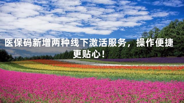 医保码新增两种线下激活服务，操作便捷更贴心！