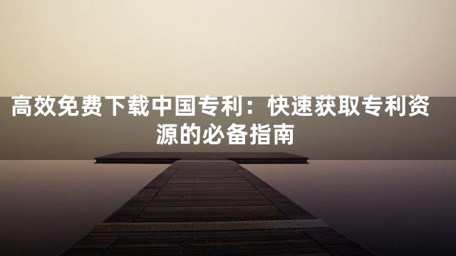 高效免费下载中国专利：快速获取专利资源的必备指南