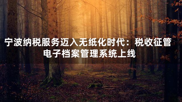 宁波纳税服务迈入无纸化时代：税收征管电子档案管理系统上线