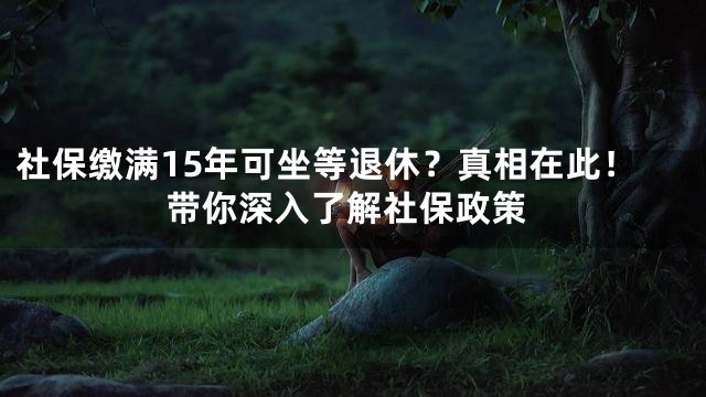社保缴满15年可坐等退休？真相在此！带你深入了解社保政策