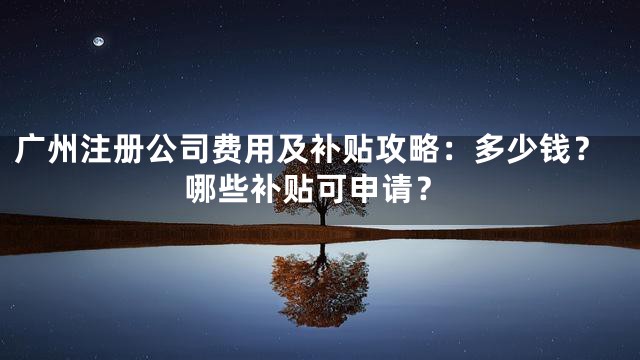 广州注册公司费用及补贴攻略：多少钱？哪些补贴可申请？