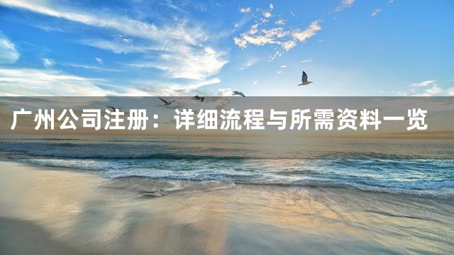 广州公司注册：详细流程与所需资料一览