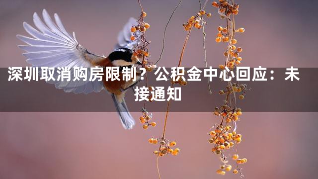 深圳取消购房限制？公积金中心回应：未接通知
