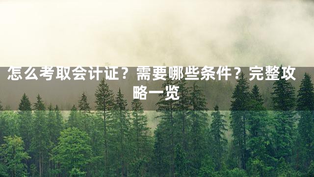 怎么考取会计证？需要哪些条件？完整攻略一览