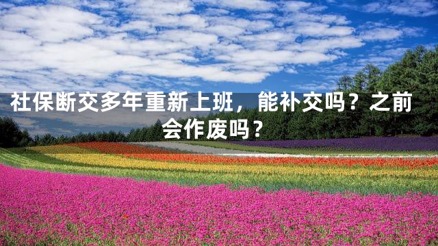 社保断交多年重新上班，能补交吗？之前会作废吗？