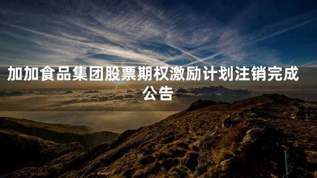 加加食品集团股票期权激励计划注销完成公告
