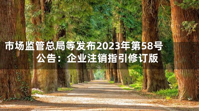 市场监管总局等发布2023年第58号公告：企业注销指引修订版