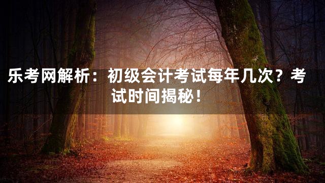 乐考网解析：初级会计考试每年几次？考试时间揭秘！