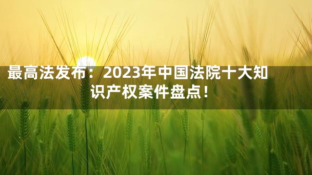 最高法发布：2023年中国法院十大知识产权案件盘点！