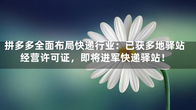 拼多多全面布局快递行业：已获多地驿站经营许可证，即将进军快递驿站！