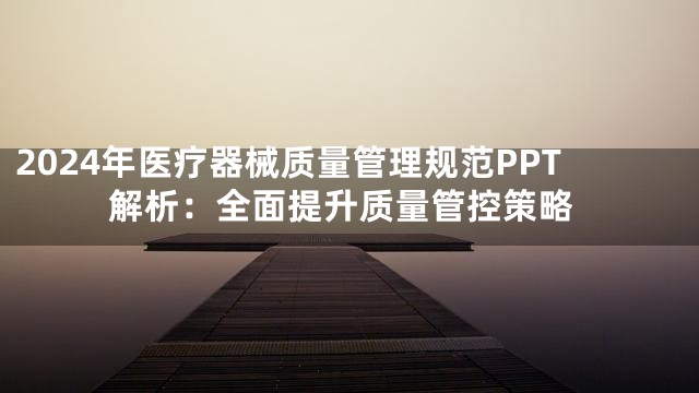 2024年医疗器械质量管理规范PPT解析：全面提升质量管控策略