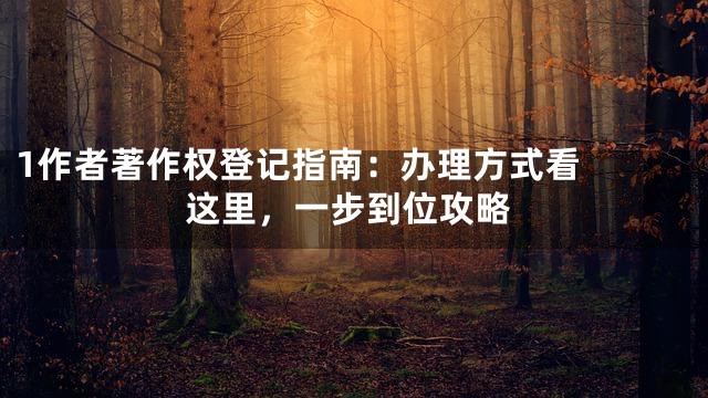 1

作者著作权登记指南：办理方式看这里，一步到位攻略