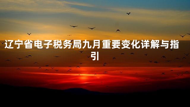 辽宁省电子税务局九月重要变化详解与指引