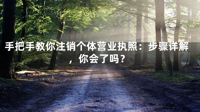 手把手教你注销个体营业执照：步骤详解，你会了吗？