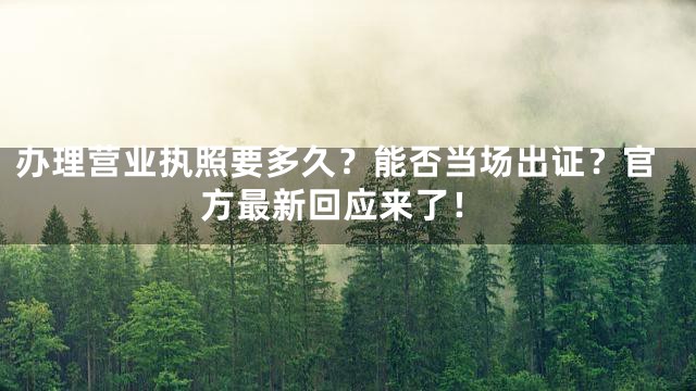 办理营业执照要多久？能否当场出证？官方最新回应来了！