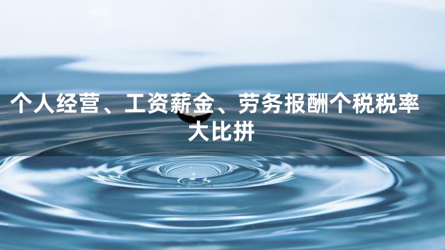 个人经营、工资薪金、劳务报酬个税税率大比拼