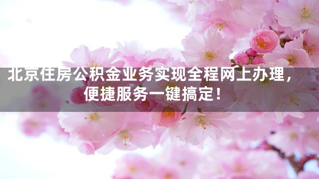北京住房公积金业务实现全程网上办理，便捷服务一键搞定！