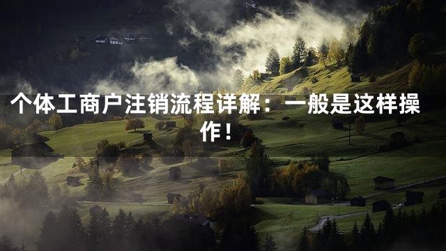 个体工商户注销流程详解：一般是这样操作！