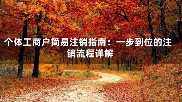 个体工商户简易注销指南：一步到位的注销流程详解