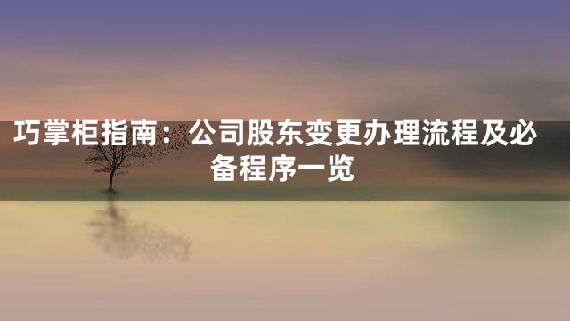 巧掌柜指南：公司股东变更办理流程及必备程序一览