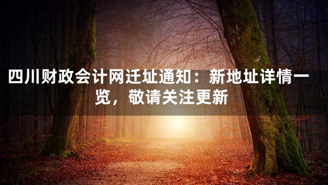 四川财政会计网迁址通知：新地址详情一览，敬请关注更新