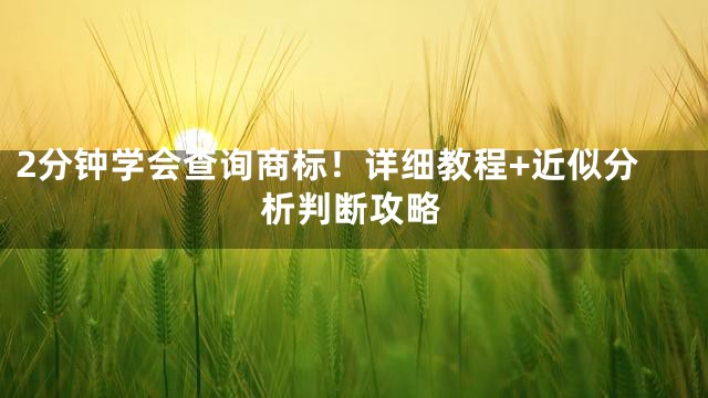 2分钟学会查询商标！详细教程+近似分析判断攻略