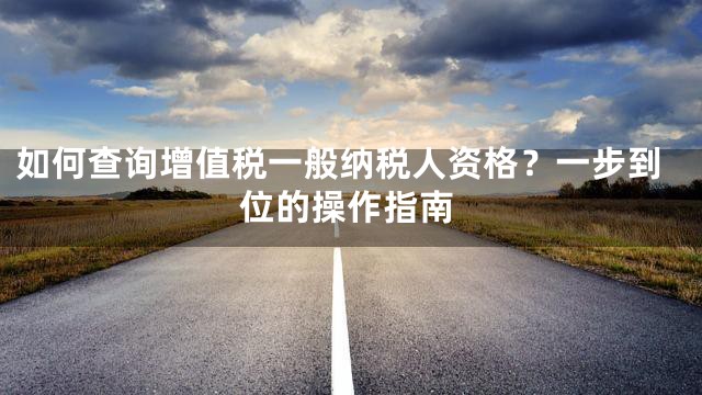 如何查询增值税一般纳税人资格？一步到位的操作指南