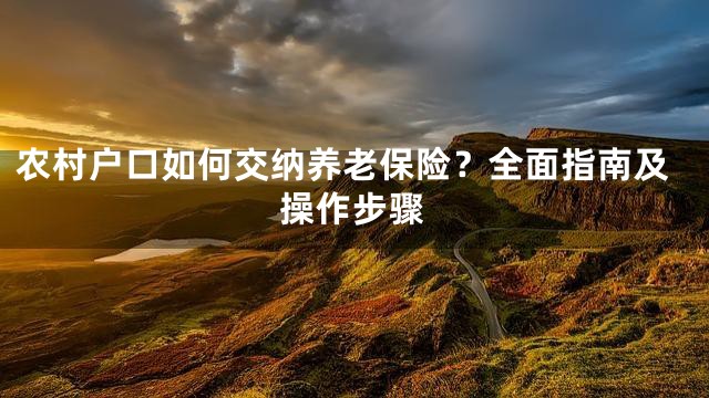 农村户口如何交纳养老保险？全面指南及操作步骤