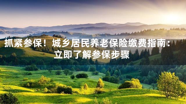 抓紧参保！城乡居民养老保险缴费指南：立即了解参保步骤