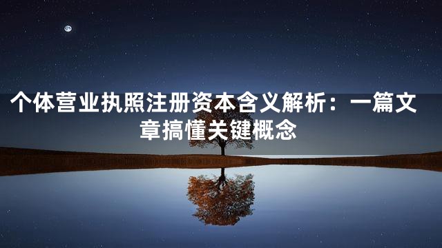 个体营业执照注册资本含义解析：一篇文章搞懂关键概念