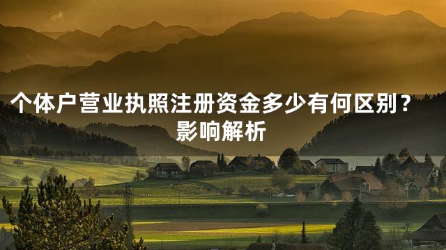 个体户营业执照注册资金多少有何区别？影响解析