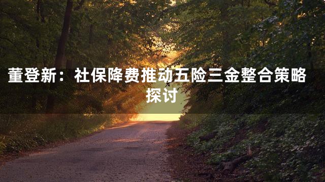 董登新：社保降费推动五险三金整合策略探讨