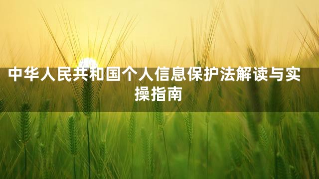中华人民共和国个人信息保护法解读与实操指南