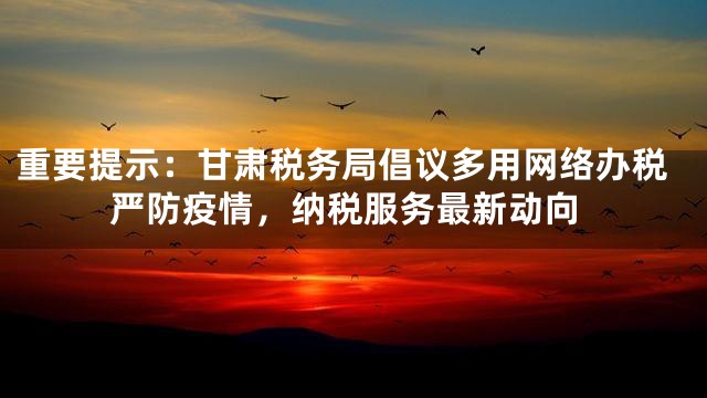 重要提示：甘肃税务局倡议多用网络办税严防疫情，纳税服务最新动向