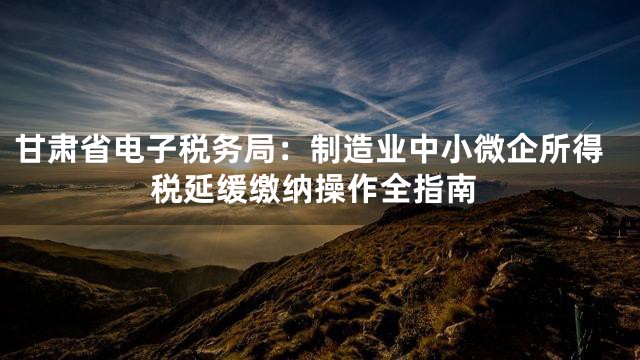 甘肃省电子税务局：制造业中小微企所得税延缓缴纳操作全指南