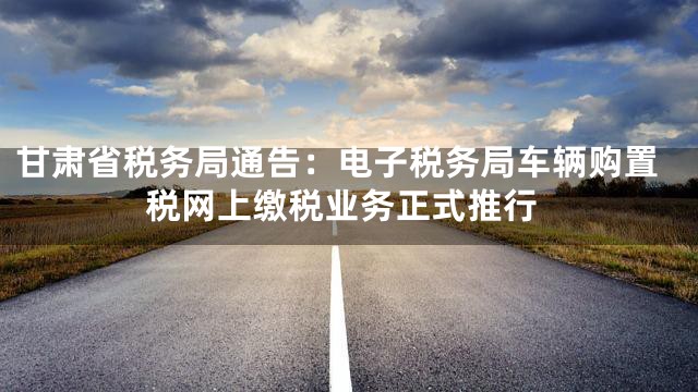 甘肃省税务局通告：电子税务局车辆购置税网上缴税业务正式推行