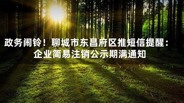 政务闹铃！聊城市东昌府区推短信提醒：企业简易注销公示期满通知