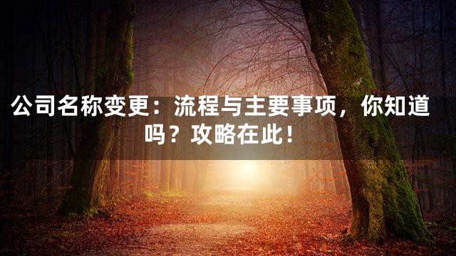 公司名称变更：流程与主要事项，你知道吗？攻略在此！
