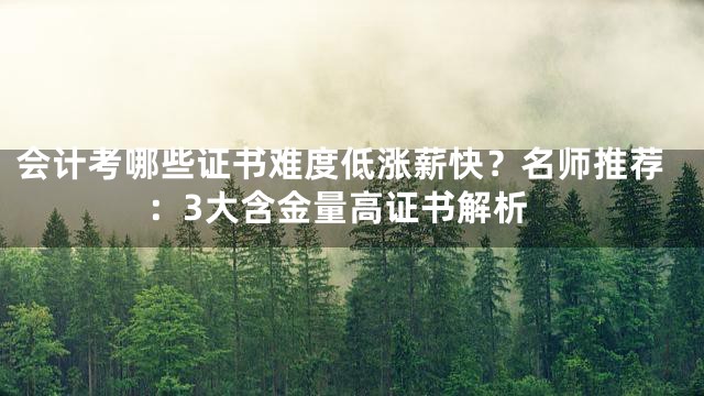 会计考哪些证书难度低涨薪快？名师推荐：3大含金量高证书解析