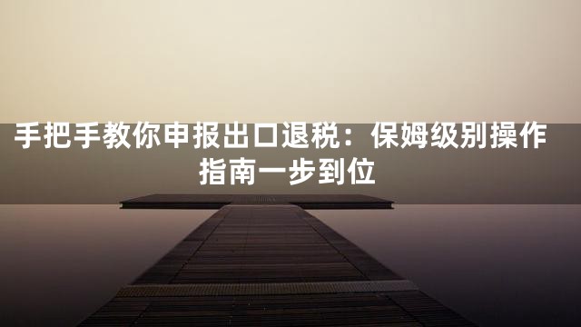 手把手教你申报出口退税：保姆级别操作指南一步到位