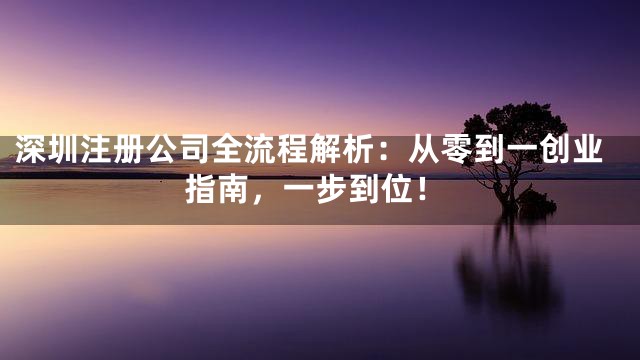 深圳注册公司全流程解析：从零到一创业指南，一步到位！