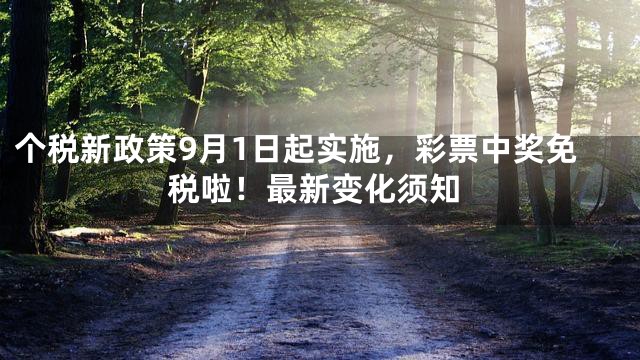 个税新政策9月1日起实施，彩票中奖免税啦！最新变化须知