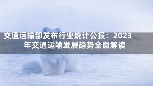 交通运输部发布行业统计公报：2023年交通运输发展趋势全面解读