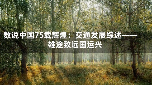 数说中国75载辉煌：交通发展综述——雄途致远国运兴