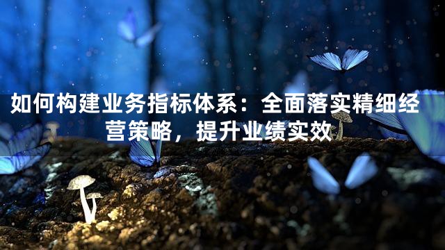 如何构建业务指标体系：全面落实精细经营策略，提升业绩实效