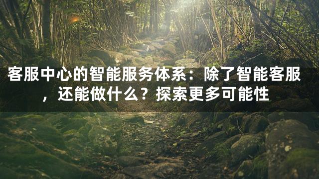 客服中心的智能服务体系：除了智能客服，还能做什么？探索更多可能性