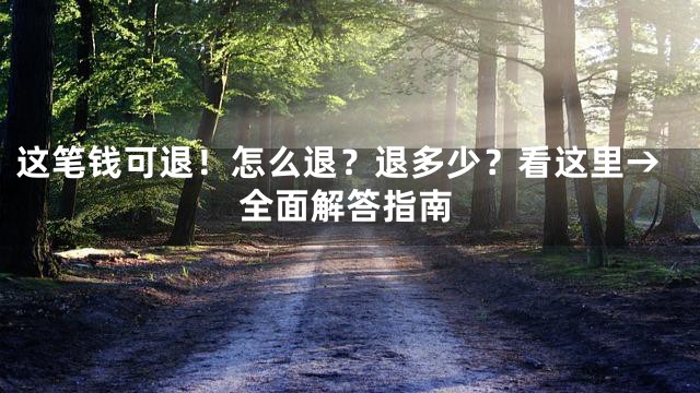 这笔钱可退！怎么退？退多少？看这里→全面解答指南