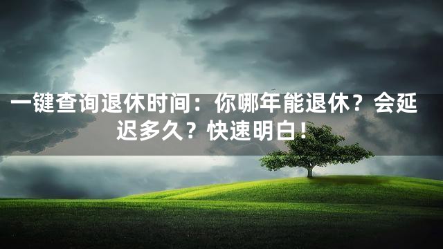 一键查询退休时间：你哪年能退休？会延迟多久？快速明白！