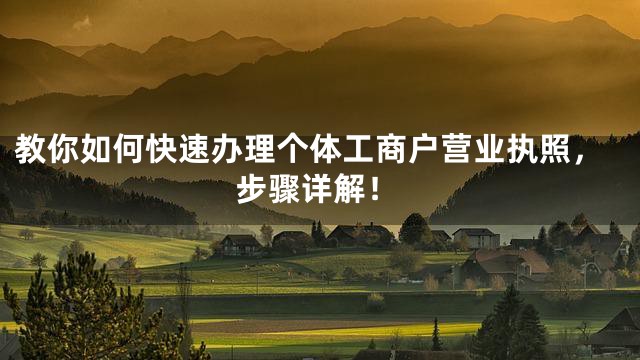 教你如何快速办理个体工商户营业执照，步骤详解！