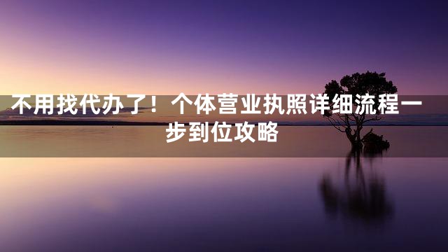 不用找代办了！个体营业执照详细流程一步到位攻略